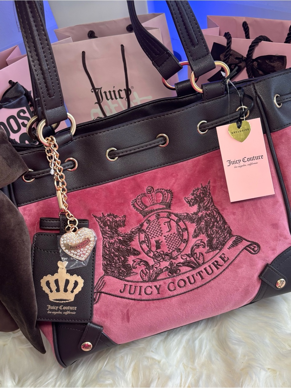 Juicy Couture pink & brown day dreamer bag